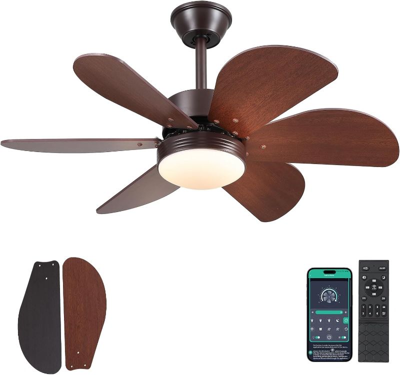 Photo 1 of MADSHNE Ceiling Fan with Lights and Remote,36" Small Ceiling Fan with 6 Reversible Blades, Modern Ceiling Fan with 3 Colors 6 Speeds Indoor and Outdoor
