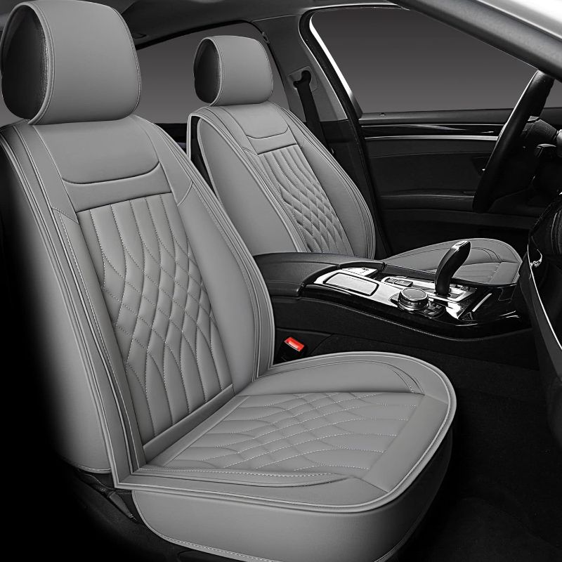 Photo 1 of Sanwom Leather Car Seat Covers 2 PCS Front, Universal Automotive Vehicle Seat Covers, Waterproof Vehicle Seat Covers for Most Sedan SUV Pick-up Truck, Black
