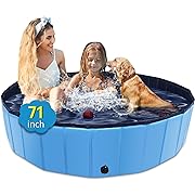 Photo 1 of Foldable Dog Pool, 71" x 14" Large Kiddie Pool with Hard Plastic, Non-Slip Dog Bath Tub for Outdoor Backyard, Collapsible Dog Swimming Pool for Kids Dogs Pets (Blue)
