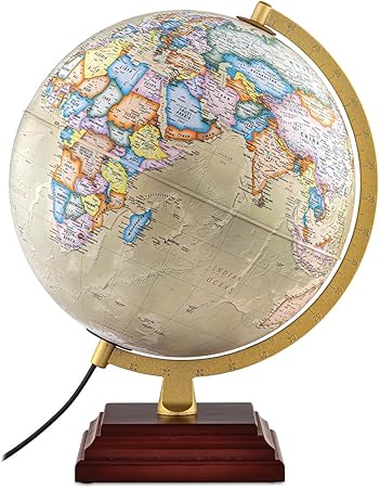 Photo 1 of Waypoint Geographic Atlantic Plus Illuminated Globe, 12" Antique Ocean-Style World Globe, Up-to-Date Reference Globe For Home and Office Decor, 17“ H x 13.5“ W x 12“ D