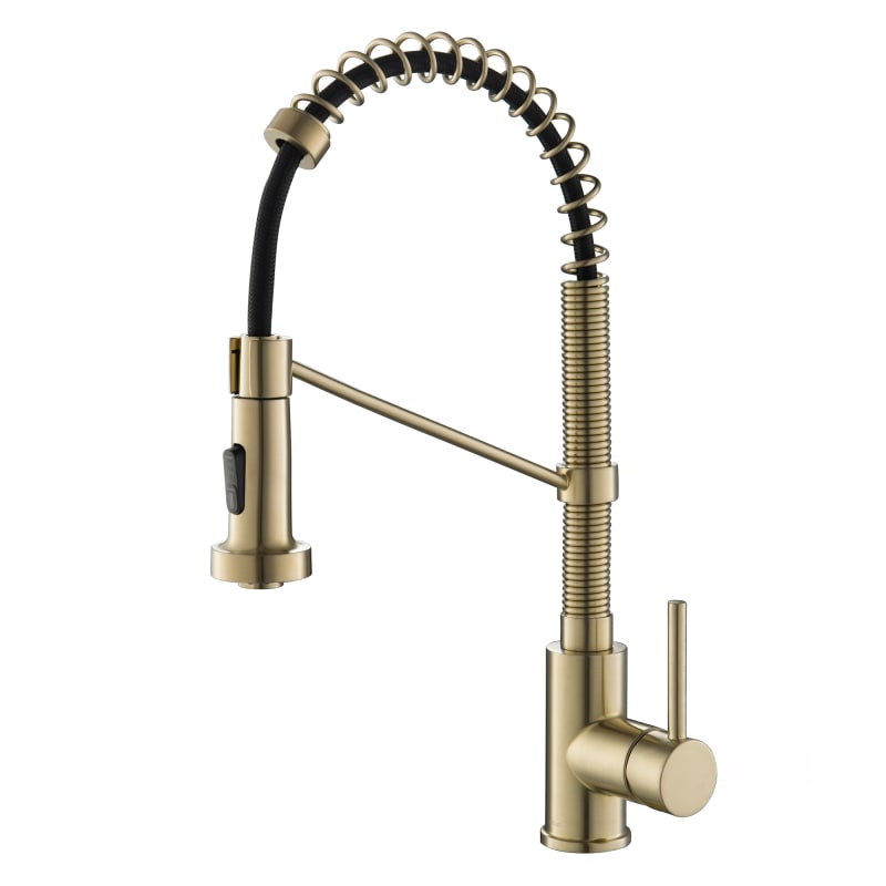 Photo 1 of Bolden Single-Handle Pull-Down Sprayer Kitchen Faucet with Dual Function Sprayhead in Spot Free Antique Champagne Bronze