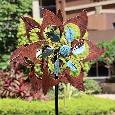 Photo 1 of 360 Degrees Metal Swivel Classical Two-Color windmill Wind Spinner for Patio Lawn Outdoor Yard Lawn Garden