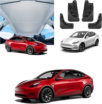 Photo 1 of BASENOR 4PCS Tesla Model Y Glass Roof Sunshade and Model Y Mud Flaps