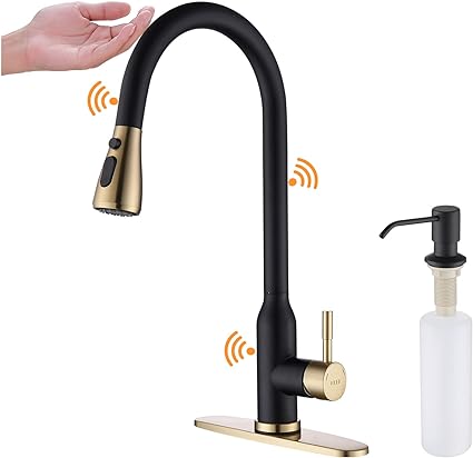 Photo 1 of Touch Kitchen Faucet,KEER Smart Kitchen Sink Faucet with Pull Down Sprayer, Touch on Activated Kitchen Bar Sink Faucet Brushed Nickel, Stainless Steel (Matte Black Gold)