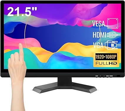 Photo 1 of Touchscreen Monitor 21.5 Inch Full HD 1920x1080P 10-Point Multi Touch Screen PC Monitor with HDMI VGA USB Port, Built-in Speakers