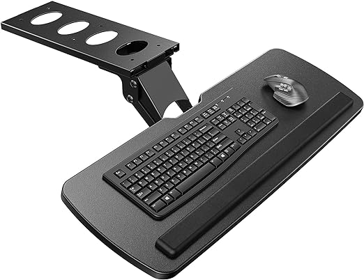 Photo 1 of HUANUO Keyboard Tray Under Desk, 360 Adjustable Ergonomic Sliding Keyboard & Mouse Tray, 25"W x 9.84"D, Black