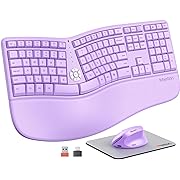 Photo 1 of MEETION Ergonomic Wireless Keyboard and Mouse, Ergo Keyboard with Vertical Mouse, Split Keyboard Cushioned Wrist Palm Rest Natural Typing Rechargeable Full Size, Windows/Mac/Computer/Laptop,Purple
