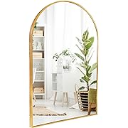Photo 1 of  Gold Mirror,  Bathroom Wall Mounted Mirror, Gold Vanity Mirror with Metal Frame, Arch Decorative Mirrors for Bedroom, Living Room
