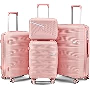 Photo 1 of Xurwiin Luggage Sets 4 Piece, Hard Shell Lightweight Carry on Expandable Suitcase with Spinner Wheels Travel Set TSA Lock (#09 Rose Pink)
