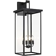 Photo 1 of tewei 30In Large Size Square Outdoor Wall Lantern, Modern Black Outdoor Light for House Waterproof Porch Lights Outdoor Wall Sconce with Clear Glass Shade for Garage Porch Door, E12 base (1 Pack)
