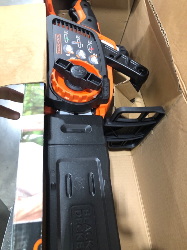 Photo 2 of BLACK+DECKER 20V MAX Cordless Chainsaw with Lithium Battery 2.0 Amp Hour (LCS1020B & LBXR2020-OPE) Tool Only w/ 2.0 AH Battery