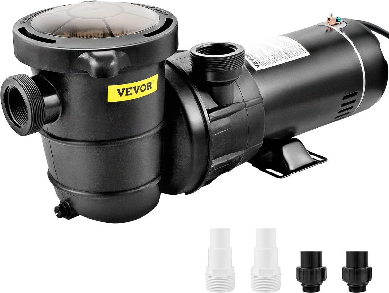 Photo 1 of (READ FULL POST) VEVOR Swimming Pool Pump 1.5HP 115V 1100W, Single Speed Pumps for Above Ground, Powerful Pool Pumps with Strainer Filter Basket, 5280 GPH Max. Flow, Certification of ETL for Security
