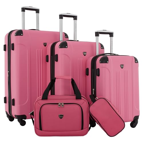 Photo 1 of Travelers Club Chicago Hardside Expandable Spinner Luggage, Hot Pink, 5 Piece Set
