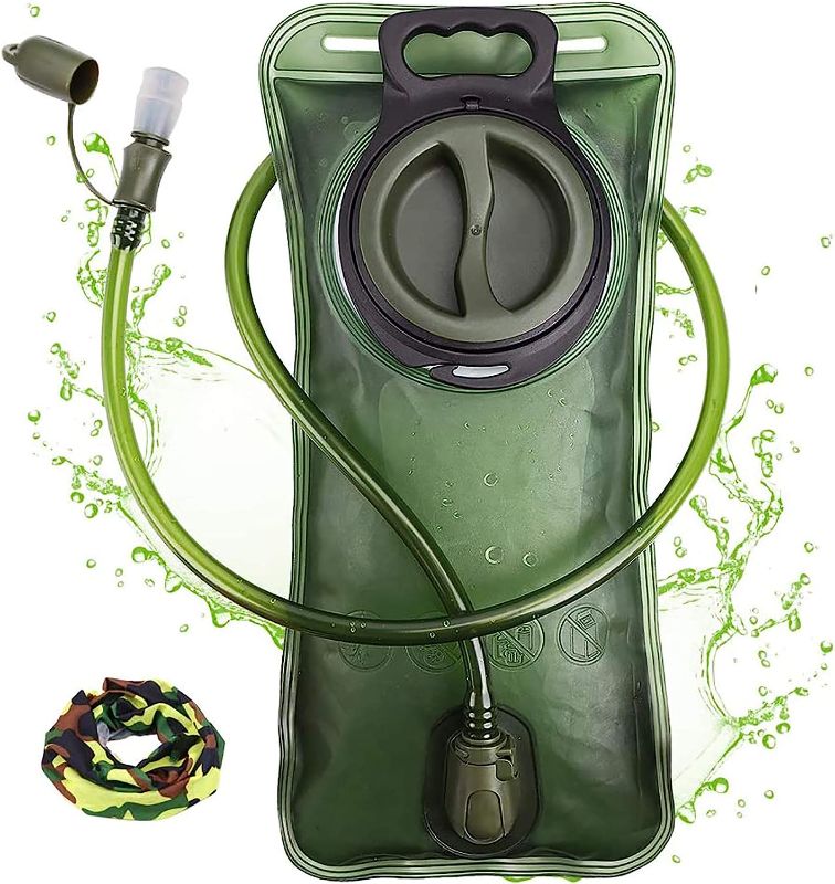 Photo 1 of Hydration Bladder, 1.5L-2L-3L Water Bladder for Hiking Backpack Leak Proof Water Reservoir Storage Bag, BPA-Free Water Pouch Hydration Pack for Camping Cycling Running, Military Green 1.5-2-3 Liter
