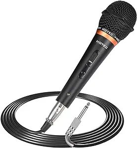 Photo 1 of HOTEC Premium Vocal Dynamic Handheld Microphone with 19ft Detachable XLR Cable and ON/Off Switch (Metal Black) (H-W07)
