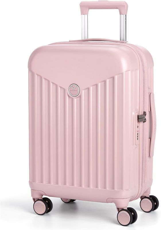 Photo 1 of BAGSMART Hardside Expandable Luggage With Spinner Wheels, PC Lightweight Carry-On Luggage Airline Approved With TSA Lock, Durable Women Travel Suitcase Carry On 20 Inch, Pink
