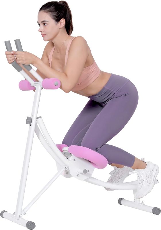 Photo 1 of Ab Workout Equipment, Ab Machine with Height Adjustable and Stability, Ab Workout Equipment Home Gym Coaster for Stomach at Office with LCD Display-Christmas Gift Choice, Pink
