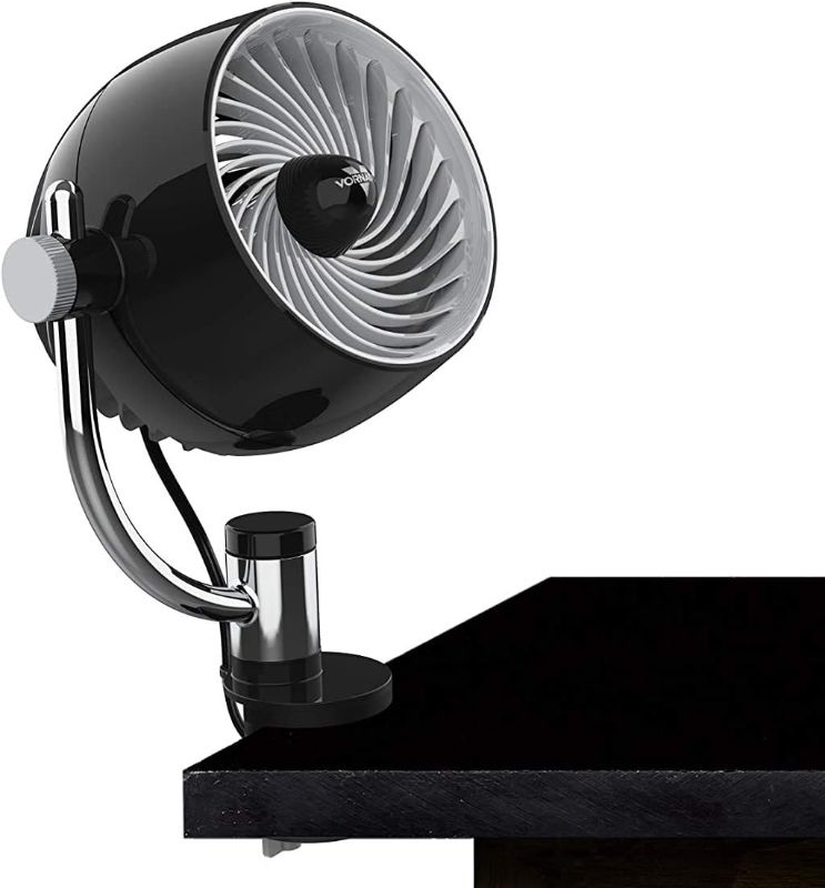 Photo 1 of Vornado 630 Mid-Size Whole Room Air Circulator Fan, Black & Pivot3C Compact Air Circulator Clip On Fan with Multi-Surface Mount, Black Air Circulator Fan