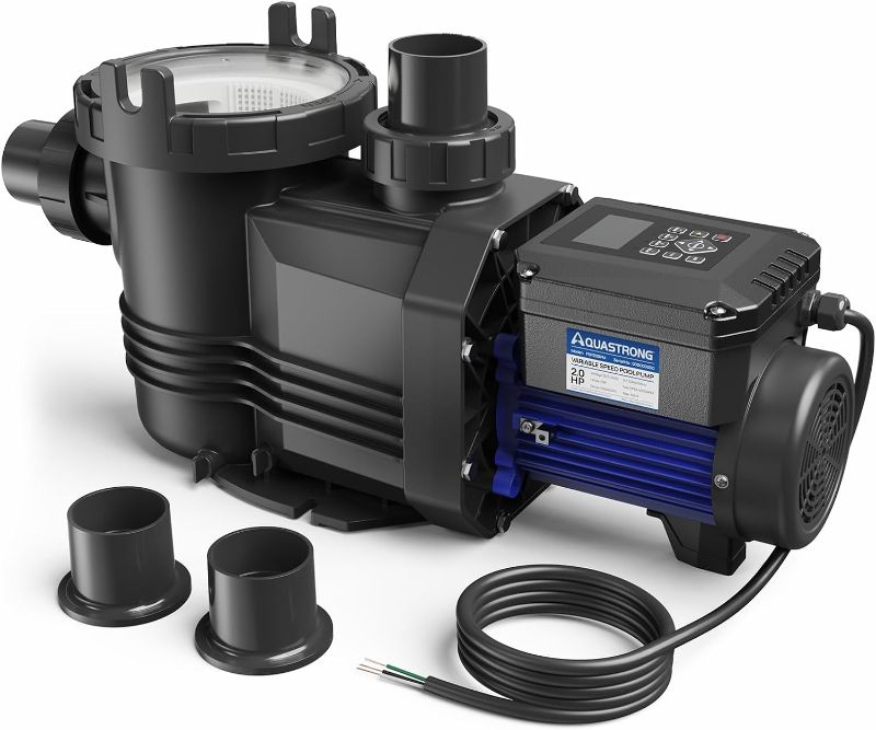 Photo 1 of AQUASTRONG 1.5 HP Variable Speed Pool Pump for In/Above Ground Pool, 220V, 8189GPH, Energy Efficient, High Flow, Powerful Self Primming Swimming Pool Pumps with Filter Basket