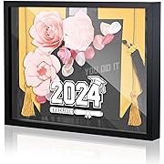 Photo 1 of Roowest Graduation Shadow Box Frame 11.8 x 15.8 Inch Shadow Box Display Case Grad Picture Frame Graduation Memories Frame Tabletop or Wall Mount for Tassel Diploma Sash Flowers Grad Gift(Black)
