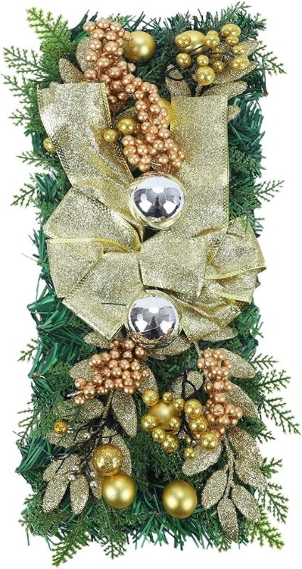 Photo 1 of Non Christmas Winter Wreaths Decorate Christmas Wall Hanging Mall Christmas Hanging Christmas Ornaments Wreath Door Hanging Show Window Christmas Tree Accessories Ribbons and (Gold, One Size)