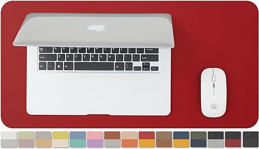 Photo 1 of Compact Dual Sided Leather Desk Mat - Desk Pad for Office and Home - Desk Organization and Accessories - Ideal for Large Mouse Pad and Small Desk Mats on Top of Desks(Red+Yellow,23.6"x 11.8")