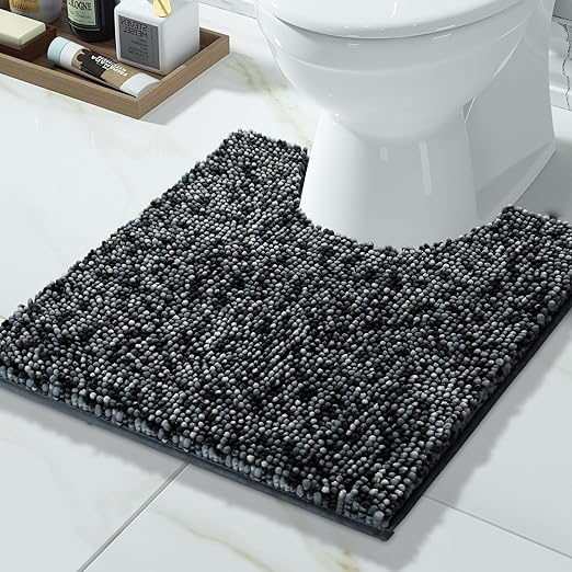 Photo 1 of Yimobra Luxury Chenille U-Shaped Toilet Rug, Super Soft Shaggy Contour Bath Mat for Bathroom Floor, Fluffy, Water Absorbent, Non Slip, Machine Washable, Dry Quickly, 24''x 20'',