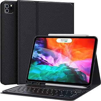 Photo 1 of CHESONA iPad Keyboard Case for iPad Pro 12.9 inch (3rd, 4th, 5th, 6th Generation) - Wireless Detachable - with Pencil Holder for 2022 iPad Pro 12.9, Black
