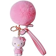 Photo 1 of Cute Pink Cat Keychains for Women Girls Kawaii Pom Pom Kitty Anime Key Chain for Backpack Car Keys Decoration Gift

