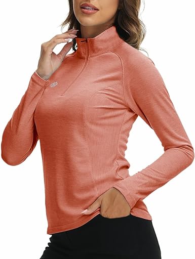 Photo 1 of MoFiz Women's Long Sleeve Golf Polo Shirts Quarter Zip Tennis Pullover Quick Dry Sun Protection Athletic Workout Running Tops size XL 
