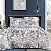 Photo 1 of Paisley Duvet Cover Queen Size, Soft Queen Duvet Cover Set, 3 Pieces, 1 Duvet Cover 90x90 Inches with Zipper Closure and 2 Pillow Shams, Comforter Not Included
