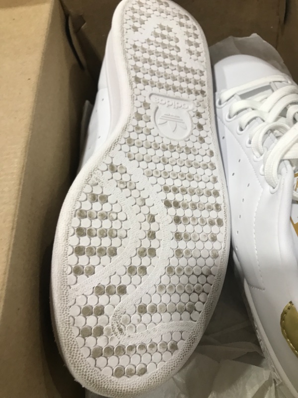 Photo 3 of adidas Women's Stan Smith Shoes 8.5 Cloud White/Cloud White/Gold Metallic