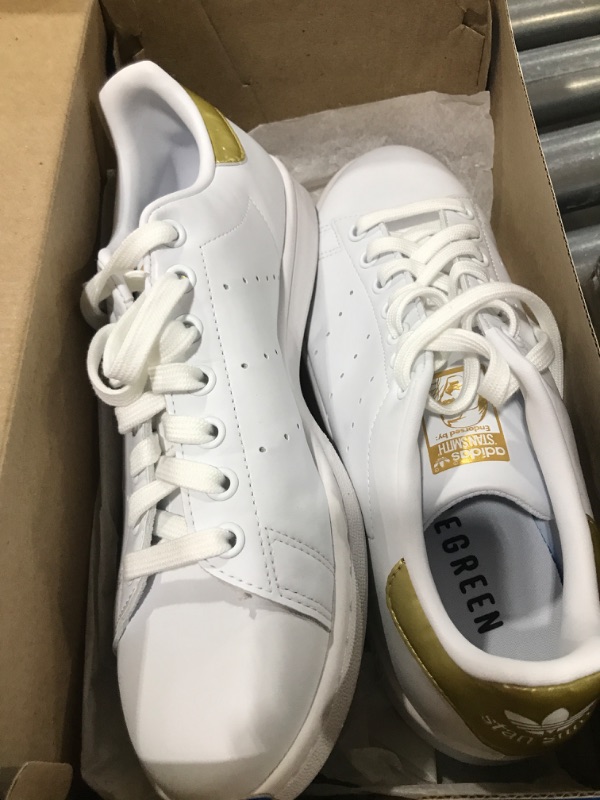 Photo 1 of adidas Women's Stan Smith Shoes 8.5 Cloud White/Cloud White/Gold Metallic
