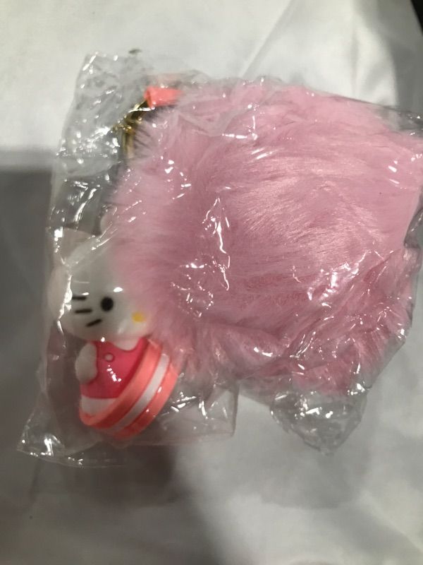 Photo 1 of PaPiJoJo Cute Keychains for Girls, Kawaii Pom Pom Fuzzy Key Chain Accessories Wristlet Cartoon Keychain
