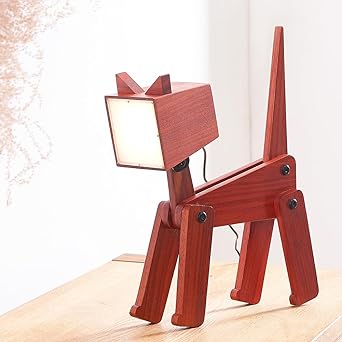 Photo 1 of Cute Kitty Cat Lamp for Kids Room Bedroom Bedside - Rustic Desk Table Nightstand Light 3 Ways Dimmable Touch Sensor Control Wood Adjustable Body for Farmhouse Office Gift (Rosewood Cat)