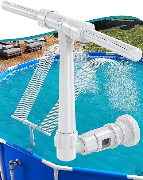 Photo 1 of Pool Fountain for Above and In-Ground Pools, Adjustable Dual Spray Waterfall Sprinkler Cooler for Pool, Swimming Pool Spa Water Fountain, High-Pressure Pool Spray Fountain