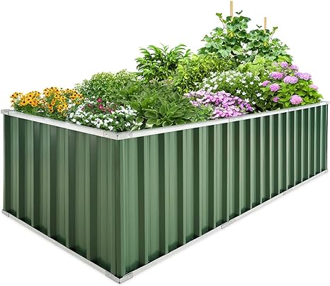 Photo 1 of KING BIRD 101" x 36" x 24" Galvanized Raised Garden Bed 2 Installation Methods for DIY Outdoor Heightened Steel Metal Planter Kit Box for Deep-Rooted Vegetables, Flowers, Large Raised Bed Kit(Green