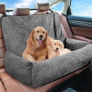 Photo 1 of Dog Car Seat for Medium/Large Dogs, Zefinot Dog Car Bed for Small to Large Dogs, Install-Free & Easy-Clean, Pet Car Bed Travel Puppy Car Backseat for All Cars - Grey
