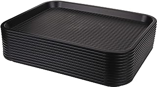 Photo 1 of Yarlung 12 Pack Fast Food Tray, 13.8 x 10.5 Inch Plastic Restaurant Serving Tray Cafeteria Tray for Coffee Table, Kitchen, Party, Black
