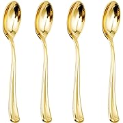 Photo 1 of WDF 100 Pack Gold Plastic Spoons Disposable - 6.9 Inch Gold Spoons Heavy Duty Plastic Spoons, Modern Gold Disposable Spoons Perfect for Parties, Weddings
