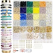 Photo 1 of SEMATA 5370Pcs 20 Color Clay Beads for Bracelet Making Kit Friendship Bracelet Jewelry Making Kit for Adult Charms Heishi Beads with Letter Beads Gold Beads...
