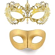 Photo 1 of Masquerade Mask for Couples Venetian Metal & Leather Mask Set, Women Men Halloween Mask, Specially for Costume, Prom
