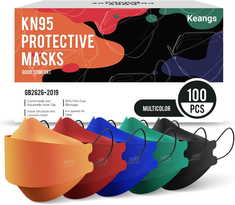 Photo 1 of Keangs KN95 Face Masks 100 Pack, Breathable Protective Disposable Mask For for Adults And Teens, Multicolor
