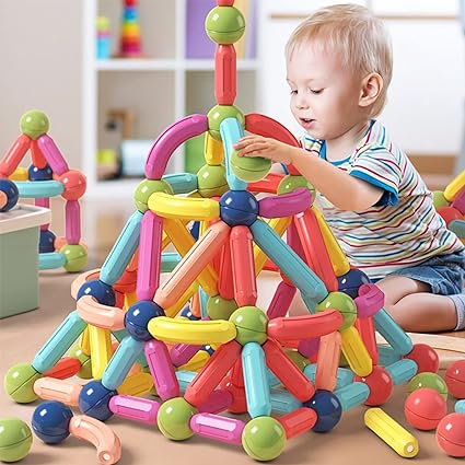 Photo 1 of BAKAM Magnetic Building Blocks for Kids Ages 4-8, STEM Construction Toys for Boys and Girls, Large Size Magnetic Sticks and Balls Game Set for Kid’s Early Educational Learning (64PCS)
