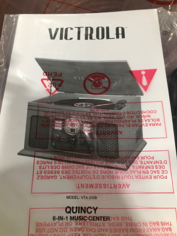 Photo 1 of *FOR PARTS ONLY** Victrola Nostalgic 6-in-1 Bluetooth Record Player & Multimedia Center with Built-in Speakers - 3-Speed Turntable, CD & Cassette Player, FM Radio | Wireless Music Streaming | Mahogany Mahogany Entertainment Center
