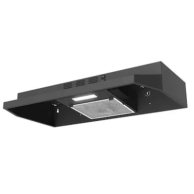 Photo 1 of FIREGAS Black Range Hood 30 inch Under Cabinet, Ducted/Ductless Convertible Kitchen Hood, Stainless Steel Stove Vent Hood with 2 Speed Exhaust Fan, Rocker Button Control, 300 CFM Powerful Suction Black 2-speed Exhaust Fan