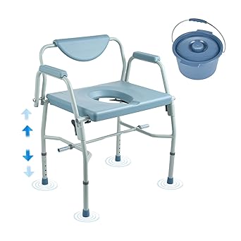 Photo 1 of VEVOR Commode Chair, Bedside Commode with Drop-Down Arms and Detachable Backrest, 5-Level Adjustable Height, 7L Removable Bucket, Easy to Assemble, 1000LBS Capacity, Portable Toilet for Adults Seniors