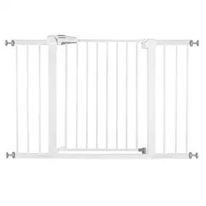 Photo 1 of Babelio 26-43" Auto Close Baby/Dog Gate for Stairs, 2-in-1 Easy Swing Doorway and Hallway Pet Gate, with Extra-Wide Walk Thru Door and Threshold-Free Design, White