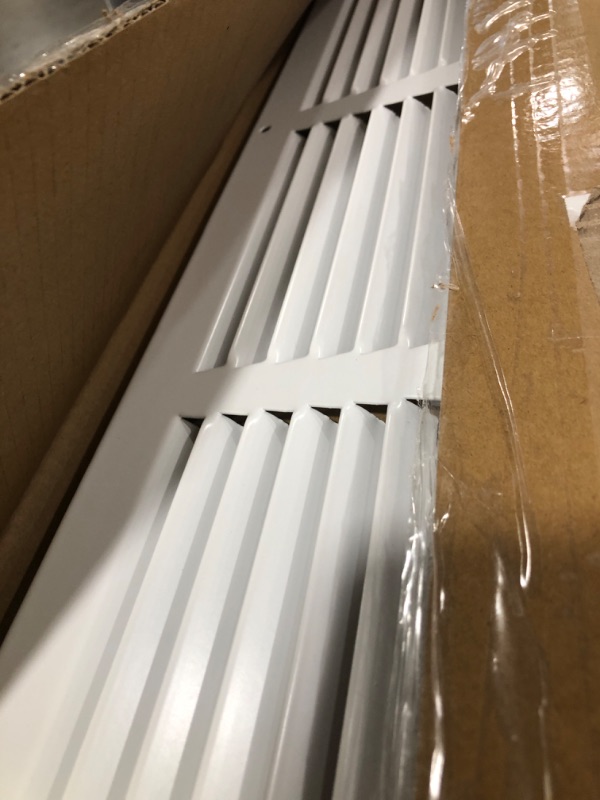 Photo 2 of 24"W x 6"H [Duct Opening Measurements] Steel Return Air Grille | Vent Cover Grill for Sidewall and Ceiling, White | Outer Dimensions: 25.75"W X 7.75"H for 24x6 Duct Opening Duct Opening Size: 24"x6"