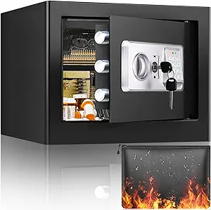 Photo 1 of 1.2 Cubic Personal Home Safe Fireproof Waterproof with Fireproof Money Bag, Fireproof Safe for Home with Removable Shelf, Fireproof and Waterproof Safe for Money Firearm Cash Medicine Jewelry Document